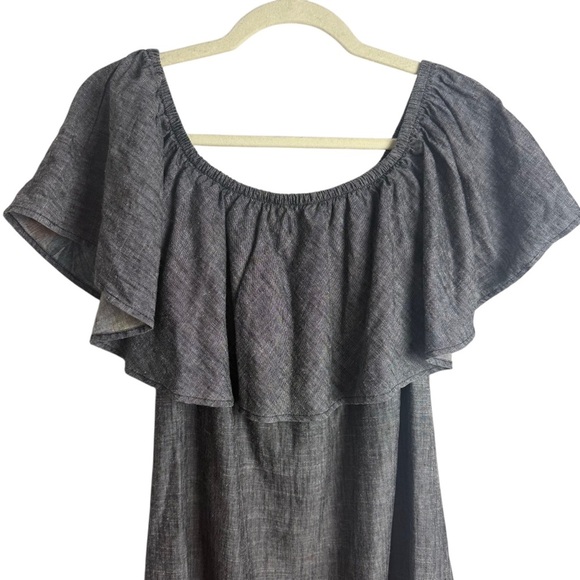 Reformation Tennessee Panama Gray Chambray Denim Ruffled Mini Dress Size Small - Picture 6 of 10